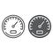 Speedometer line and glyph icon, data