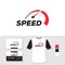Speedometer logo design with business card and t shirt mockup