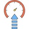 Speedometer with pointing arrow vector flat icon