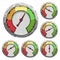 Speedometer. Poor, fair, good, excellent - rating meter. Vector illustration