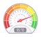 Speedometer score indicator with color scale section