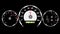 Speedometer sports car, start acceleration and braking. black screen background.