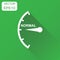 Speedometer, tachometer, fuel normal level icon. Business concept medium level rating pictogram. Vector illustration on green