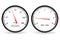 Speedometer and tachometer. White car dashboard gauges