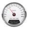 Speedometer. White speed gauge with metal frame. 90 km per hour