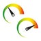 Speedometers in flat style. High speed. Vector illustration. Stock image.