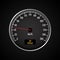 Speedometers. Round black gauge with and without chrome frame. Vector 3d illustration