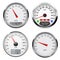 Speedometers and tachometers. Car dashboard gauges with chrome frame