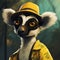 Speedpainting Of Lemur Wearing Hat And Yellow Jacket