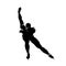 Speedskating logo, front view of male speed skater, isolated vector silhouette