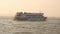 Speedy cruise ship moving to the destination . Silhouette of travel cruise ship at deep sea