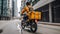 Speedy Delivery in the City, A Modern Motorcycle with Fast Courier Service, Generative AI