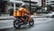 Speedy Delivery in the City, A Modern Motorcycle with Fast Courier Service, Generative AI