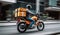 Speedy Delivery in the City, A Modern Motorcycle with Fast Courier Service, Generative AI