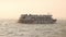 Speedy travel cruise ship dusk view . Travel Cruise ship deep sea behind running sea gull makes a charming natural view