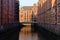 Speicherstadt, historical center of Hamburg at sunrise