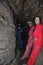 Speleologists and visitors in the gypsum cave