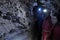 Speleologists and visitors in the gypsum cave