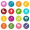 Speleology equipment icons set colorful circles vector