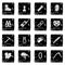 Speleology equipment icons set grunge vector