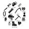 Speleology equipment icons set, simple style