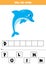 Spelling game for children. Cute blue dolphin