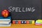 Spelling learning student note pad books classroom school desk