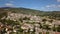 Spello, one of the most beautiful small town in Italy. Drone aerial view of the village