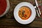 Spelt Pumpkin Mushroom Risotto on Grey Background, Tasty Vegetarian Meal