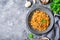 Spelt Pumpkin Mushroom Risotto on Grey Background, Vegetarian Meal