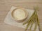 Spelt semolina in wooden bowl