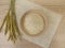 Spelt semolina in wooden bowl