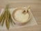 Spelt semolina in wooden bowl