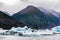 Spencer Glacier and icebergs of Alaska in fall tourist destination