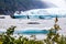 Spencer Glacier and icebergs of Alaska in fall tourist destination