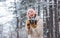 Spend day outdoors. Girl with vintage camera in snowy nature. Traveling concept. Capturing winter. Take stunning winter