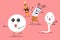 Sperm and egg run away from alcohol and cigarette cartoon character.