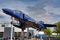 SPEYER, GERMANY - OCTOBER 2022: blue McDonnell Douglas F-4 Phantom II 2 1958 american tandem two-seat, twin-engine, long-range