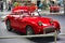 SPEYER, GERMANY - OCTOBER 2022: red Austin-Healey Sprite 1958 sports retro car cabrio roadster in the Technikmuseum Speyer