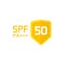 Spf label vector icon isolated, sun protection factor 50 symbol or sticker