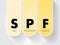 SPF - Sun Protection Factor is a measure of how much UV radiation is required to produce sunburn on protected skin, acronym text