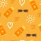 SPF. Sunscreen seamless pattern. Sun skin protection. Vector