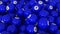 Sphere balls with numbers.Falling down.3D generated.Billiard ball.Blue color.Abstract animation.