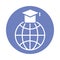 Sphere browser with hat graduation block style icon
