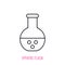 Sphere flask with acid for chemical laboratory. Outline icon. Vector illustration. Symbols of scientific research and education.