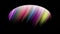 Sphere full of colorful spirals turning and expanding in black background . Moving paint ball of all colors