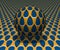 Sphere hovers above the surface. Abstract objects with drops pattern. Vector optical illusion illustration