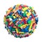 Sphere made of random colored toy bricks