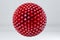 Sphere made of red cubes. 3D render image.