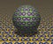 Sphere moves above the surface. Abstract objects with infinity symbols pattern. Vector optical illusion illustration